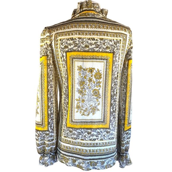 Lily White Shirt Womens Medium Yellow White Peasant Blouse - Picture 5 of 13